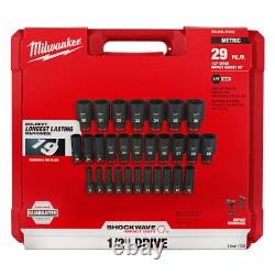 Milwaukee 49-66-7015 SHOCKWAVE 1/2 Drive Deep Metric Socket Set 29 pcs