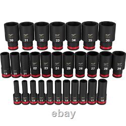 Milwaukee 49-66-7015 SHOCKWAVE 1/2 Drive Deep Metric Socket Set 29 pcs