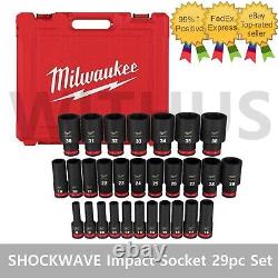 Milwaukee 49-66-7015 SHOCKWAVE 1/2 Drive Metric Deep 6 Point Socket Set 29pc