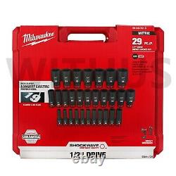 Milwaukee 49-66-7015 SHOCKWAVE 1/2 Drive Metric Deep 6 Point Socket Set 29pc