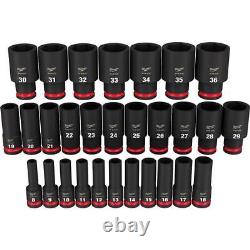 Milwaukee Impact Socket 1/2'' Drive Metric Deep 6 Point 29Pc