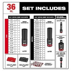 Milwaukee Tool 49-66-6805 3/8 In Drive Socket Set, 36 Pcs