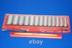 NEW 2020 Snap-On 13 Piece 1/2 Drive 6 Point SAE Deep Socket Set 313TSYA