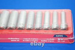 NEW 2020 Snap-On 13 Piece 1/2 Drive 6 Point SAE Deep Socket Set 313TSYA