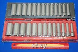 NEW 2020 Snap-On 26 Piece 1/2 Drive 6-Point SAE & Metric Deep Socket Set