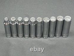 NEW SK Tool 10 Piece 1/2 Drive Socket Set Metric 12 Point Deep Well 10-19mm USA