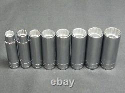 NEW SK Tool 8 Piece 1/2 Drive Socket Set SAE 12 Point Deep Well 1/2-15/16 USA