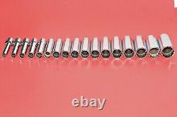 NEW Snap-On 1/2 Drive 17 Piece Deep Well 12 Point Metric 10 27mm Socket Set