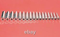 NEW Snap-On 1/2 Drive 17 Piece Deep Well 12 Point Metric 10 27mm Socket Set