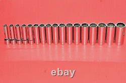 NEW Snap-On 1/2 Drive 17 Piece Deep Well 12 Point Metric 10 27mm Socket Set