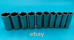 NEW Snap-On 1/2 Drive Deep Socket Set 11/16 to 1-1/4 6pt SAE 10pc 313TSYA