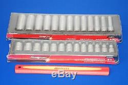 NEW Snap-On 26 Piece 1/2 Drive 12-Point Metric Shallow & Deep Socket Set