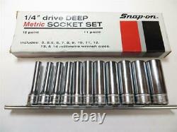 NEW Snap-On METRIC 1/4 Drive 12 point 11 pc deep well socket set 111STMMDY USA