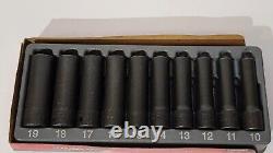 NEW Snap-on 1/2 drive 10 thru 19 mm 6-point Deep Impact Socket Set 310SIMMYA