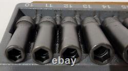 NEW Snap-on 1/2 drive 10 thru 19 mm 6-point Deep Impact Socket Set 310SIMMYA