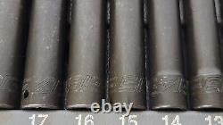 NEW Snap-on 1/2 drive 10 thru 19 mm 6-point Deep Impact Socket Set 310SIMMYA