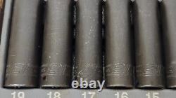 NEW Snap-on 1/2 drive 10 thru 19 mm 6-point Deep Impact Socket Set 310SIMMYA