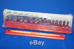 NEW Snap-on 14 Pc 3/8 Drive 6-Point SAE FDX Deep Socket Set 214YSFSY SHIPS FREE