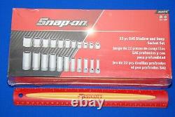 NEW Snap-on 22 Pc 3/8 Drive 6-Point SAE Flank Drive Shallow & Deep Socket Set