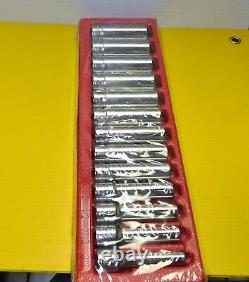 NEW Snap-on-T? 1/2 drive 313TSYA 3/8-1-1/8 Deep 6 Point Socket Sealed Set 13pcs