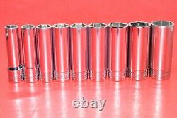 NICE Snap-On 1/2 Drive Standard SAE 1/2 1 Deep 6-POINT Flank Socket Set