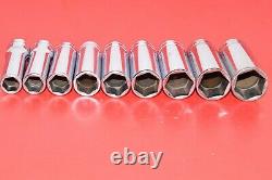 NICE Snap-On 1/2 Drive Standard SAE 1/2 1 Deep 6-POINT Flank Socket Set