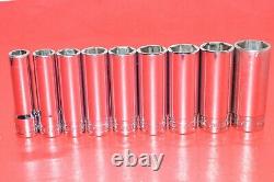 NICE Snap-On 1/2 Drive Standard SAE 1/2 1 Deep 6-POINT Flank Socket Set