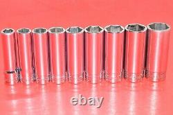 NICE Snap-On 1/2 Drive Standard SAE 1/2 1 Deep 6-POINT Flank Socket Set