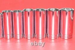 NICE Snap-On 3/8 Drive 13 pc. 6-POINT 1/4 1 SAE Flank Drive Deep Socket Set