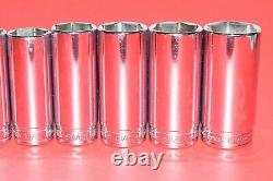 NICE Snap-On 3/8 Drive 13 pc. 6-POINT 1/4 1 SAE Flank Drive Deep Socket Set