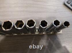 -NOS- Snap-On 3/8 Drive 8 thru 19mm 6-Point Chrome Deep Socket Set 212SFSMY USA