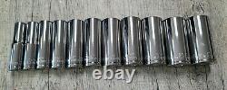 New Blue-Point Sold By Snap-On 3/8 Drive 11PC Deep Chrome Socket Set 3/8 to 1