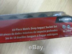 New Snap On 10 pc 1/2 Drive 6-Point Metric Deep Impact Socket Set 310SIMMYA