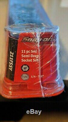 New Snap-On 11 pc 3/8 Drive 6-Point SAE Flank Drive Semi-Deep Socket Set