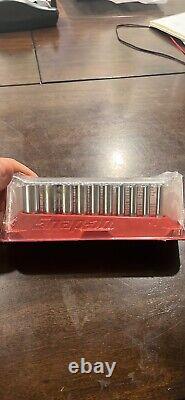 New Snap-on 1/4 drive 3/16 to 9/16 10-pc 6-point Deep SAE Socket Set 110STMY