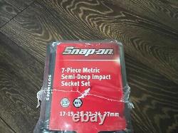 New Snap on 7 Pc 1/2 Drive 6-Point Metric Semi-Deep Impact Socket Set 307IMMS