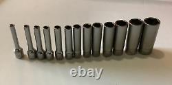 New Snap-onT 1/4 drive 1/8 thru 5/8 13pc 6point Deep Socket SET 113STMY