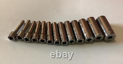 New Snap-onT 1/4 drive 1/8 thru 5/8 13pc 6point Deep Socket SET 113STMY