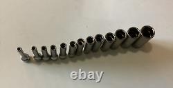 New Snap-onT 1/4 drive 1/8 thru 5/8 13pc 6point Deep Socket SET 113STMY