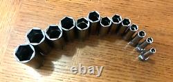 New Snap-onT 3/8 drive 1/4 thru 1 6-point Deep Socket Set 213SFSY