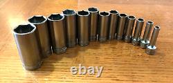 New Snap-onT 3/8 drive 1/4 thru 1 6-point Deep Socket Set 213SFSY