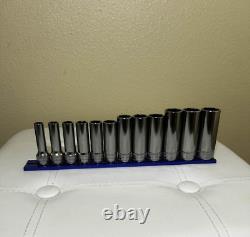 New Snap-onT 3/8 drive 8-19 mm 6-point Deep Socket Set 212SFSMY Unused