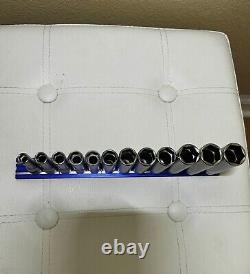 New Snap-onT 3/8 drive 8-19 mm 6-point Deep Socket Set 212SFSMY Unused