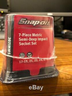 New snap on 7-pc metric semi deep impact socket set 1/2'' drive 6 point 307IMMS