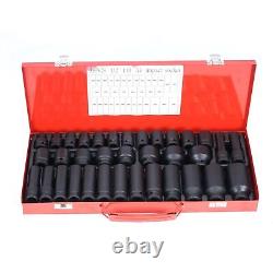 Nisorpa 35PCS 1/2 Drive Deep Impact Socket Set 6 Point Sockets Spindle Axle