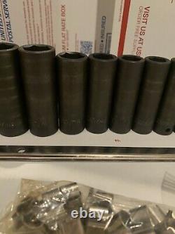 Proto 15 Piece 1/2 Drive Deep Well Impact Socket Set 6 Points, 3/8 to 1-1/4