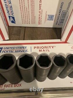 Proto 15 Piece 1/2 Drive Deep Well Impact Socket Set 6 Points, 3/8 to 1-1/4