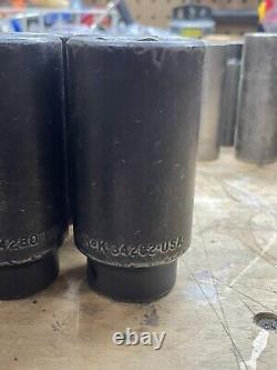 S-K 1/2 Drive Metric Deep Impact Socket Lot. Made In USA. 19 Pieces