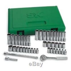 S K Hand Tools 44 Piece. 25 in. Drive 6 Point SAE/Metric & Deep Socket Set
