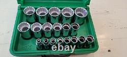 S-K SK Tools 4819 19 pc 12 point SAE Deep Socket Set 1/2 Drive 4819-12